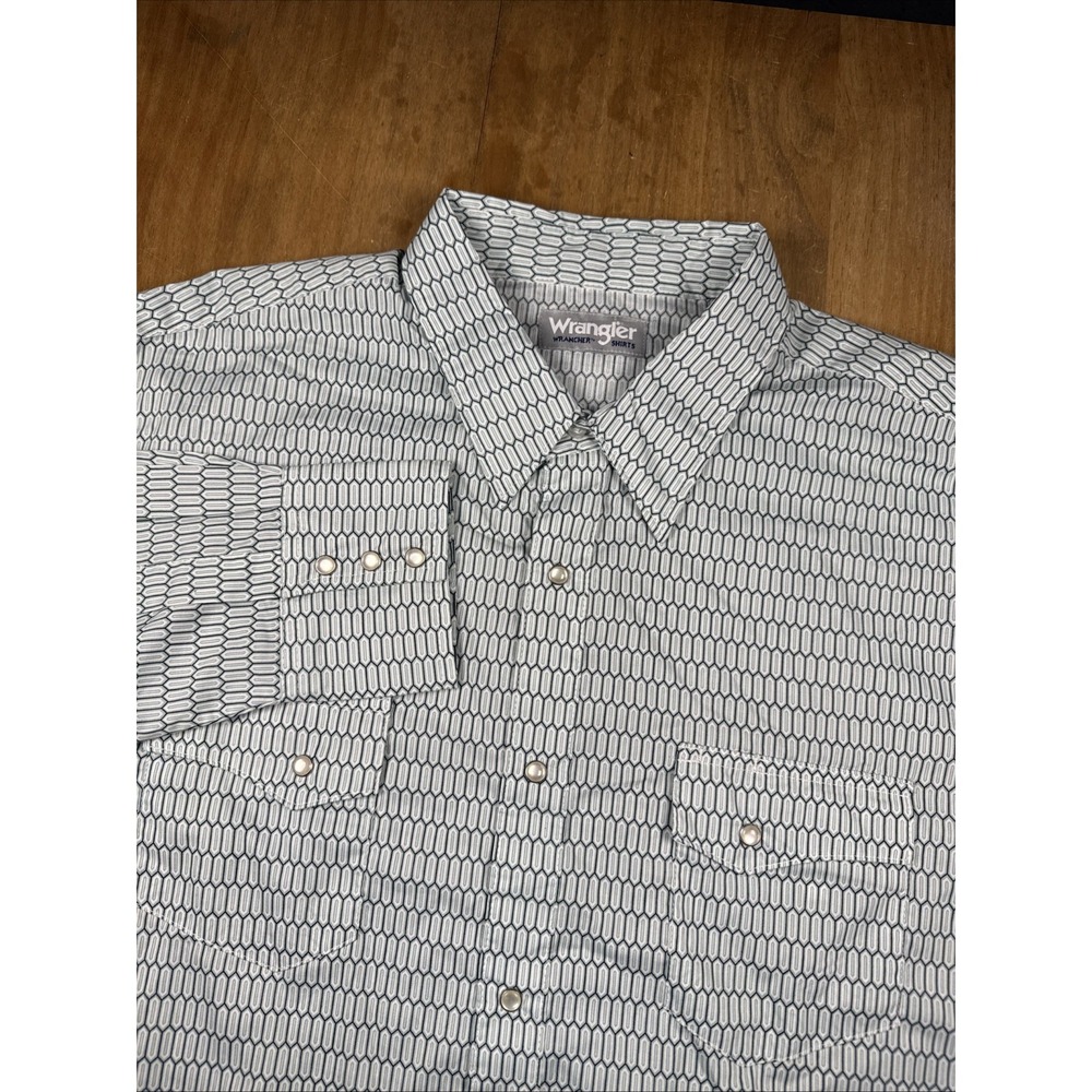 Wrangler Wrancher Pearl Snap‎ Long Sleeve Western Shirt Men's XXL Green Diamond